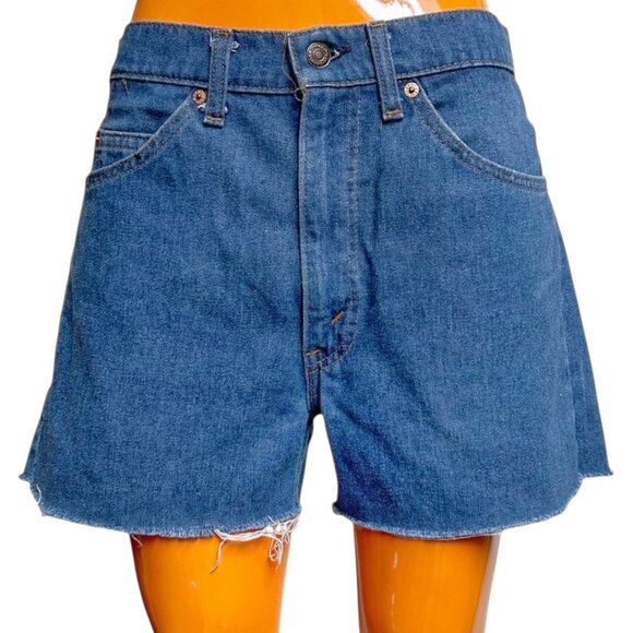 70s Vintage Levi's Highwaisted Jean Shorts Orange Tab Cutoff 505 Denim Talon 42. - Picture 3 of 5